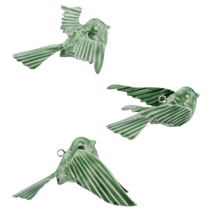 Tilda Ceramic Hanging Birds, Set of 3 - Green